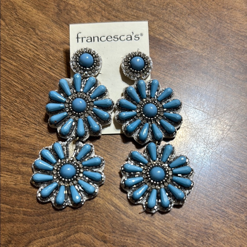 Francesca's Collections Blue Statement Earrings